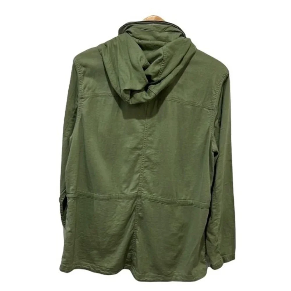 L.L. Bean Women olive green linen blend button down cinch waist jacket sz XL - Picture 2 of 9